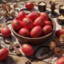 CroBlissful 12 Pcs Ceramic Traditional Greek Orthodox Easter Red Eggs Religious Cross Painted Red Eggs Ukrainian Basket Gift for Holy Saturday Egg Hunt Crafts Bowl Basket Fillers Home Party Decor