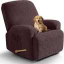 VANSOFY Oversized Recliner Chair Covers, 4-Pieces Stretch Recliner Cover Jacquard Soft Reclining Chair Slipcover Furniture Protector with Elastic Bottom for Lazy Boy Recliner(Dark Coffee)