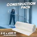 Painter's Plastic Film, 400' Length x 9' Width High, High Density Painters Plastic Sheeting Roll in Box with Dispense Hole for Easy Paint Plastic Covering