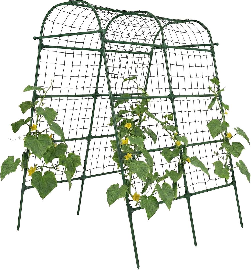Garden Arch Trellis for Climbing Plants Outdoor, 7 Ft Tall Cucumber Trellis for Raised Bed, Metal Archway Arbor Trellis Support for Vegetables Beans Squash Peas Grape Vines Flowers