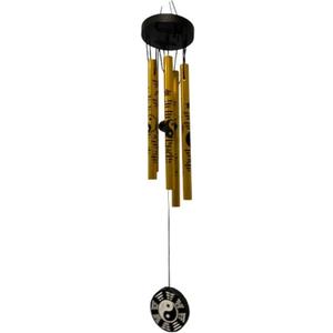 Feng Shui Yin Yang Windchime Gold Metal Wind Chime 5 String Rods Hollow Tubes with Hanging Loop Hanger Ornament Indoor Outdoor Entrance Doorway Terrace Balcony Home Decoration Shop Office Building