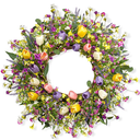 DIYFLORU 22 Inches Spring Wreaths for Front Door Rustic Summer Door Wreath Colorful Spring Floral Wreaths Farmhouse Easter Tulip Wreath for Window Front Porch Home Indoor Inside Outside Decoration