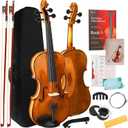 Kmise Teacher Approved 4/4 Full Size Violin Starter Kit for Adults Beginners Students, High Density Ebony Acoustic Violins, Fiddle Bundle with Case, Bow, Rosin, Strings, Shoulder Rest & Guide