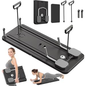 JANUA Pilates Board - Pilates Reformer Set, Multi-Purpose Foldable Pilates Reformer Board for Home, 5 in 1 Pilates Sliding Board (Black)