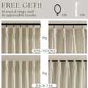 Beige Linen Pinch Pleated 120 Inch Curtains 2 Panels for Living Room Bedroom Memory Training Shape Semi Sheer Neutral Flax Pinch Pleat Drapes with Hooks Rings Light Filtering Window Curtain 40x120