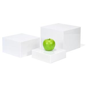 2 x Red Co. Set of 3 Glossy White Acrylic Cube Display Nesting Risers with Hollow Bottoms