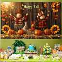Happy Fall Banner 71x43 Inchs Fall Scarecrow Sunflower Outdoor Indoor Backdrop Banner Autumn Thanksgiving Party Decor Autumn Maple Leaves Pumpkins Backdrop Decorations