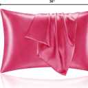 2 x BEDELITE Satin Pillowcase for Hair and Skin, Super Soft and Cooling Similar to Silk Pillow Cases 2 Pack with Envelope Closure, Gift for Women Men(20"x36" King Size, Hot Pink)