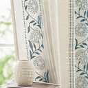 jinchan Linen Curtains for Bedroom 50"W X 90" L Linen Blended Embroidered Floral Curtains for Living Room Farmhouse Decor Light Filtering Window Treatments Blue on Beige Drapes 2 Panels