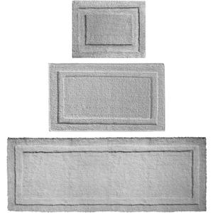 mDesign Microfiber Bath Mat Set - 3 Piece Bathroom Rugs - Non-Slip Floor Mats for After Bath, Shower - Water Absorbent, Machine Washable Bathroom Carpet Rugs - Hydra Collection - Set of 3, Gray (Grey)