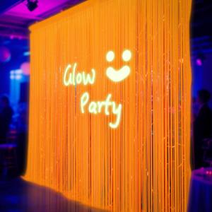 2 x 3 Pack 9.9 x 6.6 ft UV Neon Macaron Orange Tinsel Foil Fringe Curtains Glow UV Reactive Black Light Neon Party Favors Glow in The Dark Party Supplies for Birthday Halloween Backdrop Streamer