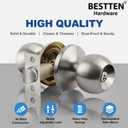 BESTTEN Keyed Entry Door Knob with Lock, Heavy Duty Interior and Exterior Door Lock, Standard Ball, Satin Nickel