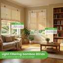 Bamboo Blinds, Easy to Install Bamboo Shades for Indoor Windows, Custom Sizes Roller Shades for Indoor Windows, Roll Up Blinds Indoor Outdoor Patio, 24"W x 40"H