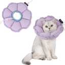 H HIDREAM Soft Cat Cone Collar Cute Adjustable Cat Recovery CollarElizabethan e Collar That can Protect Head and Foot WoundsPurple Flower All-Season Style, Size: M