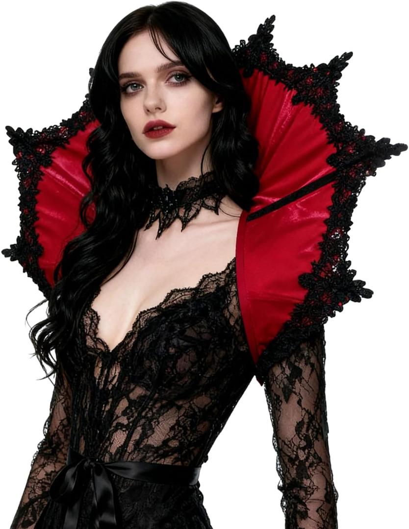 Joukavor Velvet Victorian Collar Women Gothic Vampire Neck Collar for Cosplay (Red)