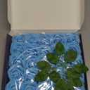 IPOPU 30pcs Baby Blue Roses Foam Flowers Artificial Roses with Stems, Fake Roses with Fake Flowers for DIY Wedding Bouquets Baby Shower Centerpieces Floral Party Home Dcor (Light Blue)