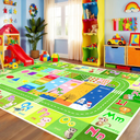 Alphabet Rugs for Kids Playroom - ABC Rug for Classroom with ABC Alphabet,Animals Colors,ABC Carpet for Children Playroom Cartoon Kids Play Mat for Bedroom Decor,Green,2.5x4 Feet