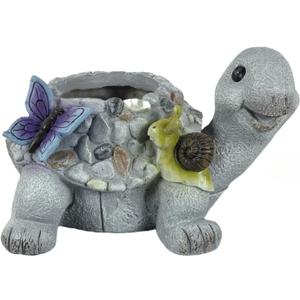 Cute Turtle Succulent Pot with Drainage Hole,Resin Animal Planters Turtle Statue Decor,Indoor Plant Pots Cactus Flower Pot for Home Decor and Office Desk Decoration or Outdoor Garden Decoration