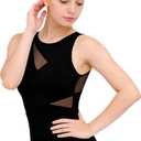 MOLLDAN Women Dance Leotard Mesh Ballet Gymnastics Dancewear,Full Front Lining (X-Large, Black)