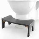 Toilet Stool Wood, Foldable Poop Stool for Adults, 7" Squat Poop Stool Extra Sturdy & Wide Wooden Toilet Squat Step Stool with Anti-Slip Feet by CHEAGO,380 lbs Black