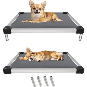 FXW TitanNest Chew-Proof Elevated Dog Bed, Padded Cot for Outdoor/Camping/Indoor Use, Durable & Washable Pet Bed for Puppy and Small Dogs, 24-Inch, Grey