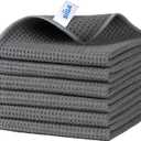 MR.SIGA Waffle Pattern Cleaning Cloths, Reusable Absorbent Microfiber Cleaning Cloths, Lint Free Microfiber Kitchen Towels, 6 Pack, Gray, 12.6 x 12.6 inch