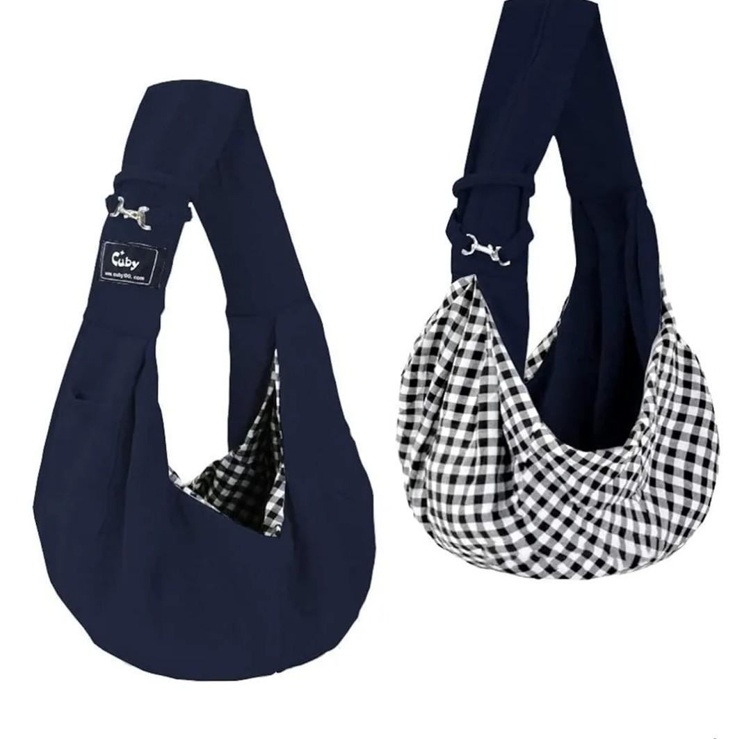 CUBY Dog and Cat Sling Carrier - Hands Free Reversible Pet Papoose Bag - Soft Pouch and Tote Design - Suitable for Puppy, Small Dogs Cats Outdoor (Classic Blue, One Size Classic)