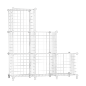 AWTATOS Wire Cube Storage Organizer, Closet Organizers and Storage, Metal 6 Cube Storage Shelves Bookshelf, Portable Closet Clothes Organizer for Bedroom, Home, Office, White