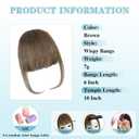 NAYOO Bangs Hair Clip - Brown Fake Bangs 100% Real Human Hair Extensions Wispy Bangs for Women Fringe with Temples Hairpieces Curved Bangs for Daily Wear(Brown, Wispy Bangs)