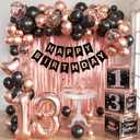 Rose Gold 13th Birthday Decorations for Girls - Official Teenager Party Supplies Include 3pcs Balloon Boxes, Number 13 Foil Balloons, Fringe Curtains, Black Pink Garland Arch Kit - Photo Prop Backdrop