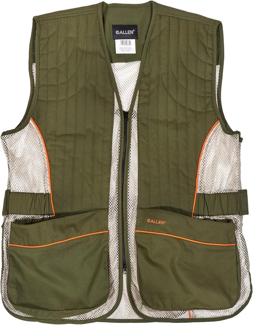 Allen Company Ace Shooting Range Vest with Moveable Shoulder Pad - Shooting Apparel for Adults - X-Large - Olive/Tan