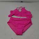 Womens Plus Size Bikini Two Piece Swimsuits Tummy Control Bathing Suits High Waisted Bikini Swimwear Rose Red 16 Plus, Pink