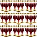 CHENGU 100 Pieces Plastic Disposable Wine Glasses with Gold Rim 7 Oz Clear Hard Plastic Fancy Wine Cups with Stem for Wedding Birthday Anniversary Party Supplies