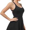 JAFINSY Womens Workout Tennis Dress with Built in Shorts and Bra Athletic Golf Activewear for Exercise (Black, M)
