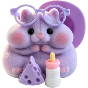Handmade Taba Squishy Hamster Toy, Cute Squishy Hamster Fidget Toy, Realistic Soft Silicone Mochi Furry Toy, Stress Relief Gift for Adults & Kids, Sensory Anxiety Plushie (Purple)