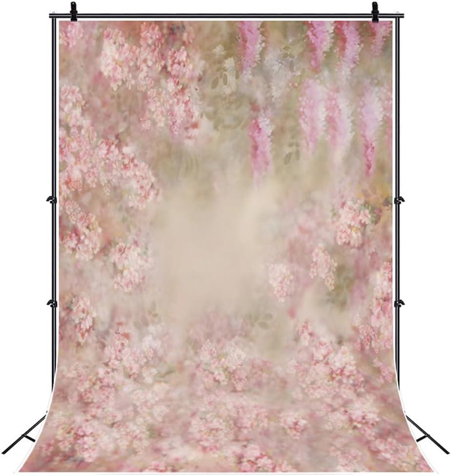 5x7ft Soft Fabric Abstract Floral Backdrop - Pink Painting Flower Fantasy Background for Photography, Baby Showers, Newborn & Maternity Shoots Props