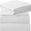 ROYALE LINENS 4 Piece Queen Sheets Set - Soft Brushed 1800 Microfiber Bedding - 1 Fitted and 1 Flat Sheet, 2 Pillow Cases - Wrinkle Free & Fade Resistant - Hotel Luxury Bed Sheets Set (White, Queen)