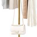 HOMEFORT Coat Rack, Freestanding Metal Coat Racks, T-Shape Clothes Hat Stand with 2 Hooks for Closet, Bedroom, Entryway, Living Room, Gold