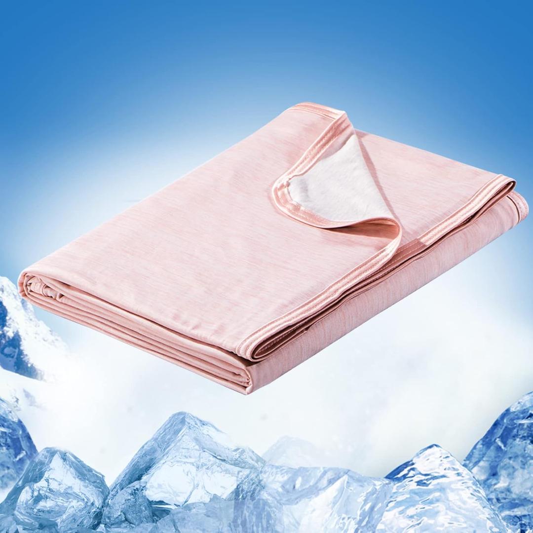 Marchpower Arc-Chill Cooling Blanket for Hot Sleepers Queen Size, Double-Sided Design Japanese Cooling Fiber Absorbs Body Heat, Lightweight Soft Cold Blanket for Summer Sleeping Bed (Queen 79" X 86", Pink)