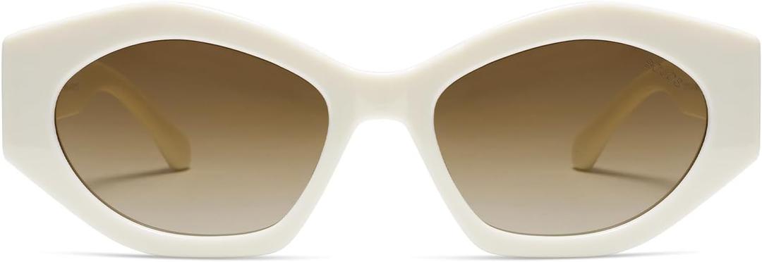 SOJOS Trendy Hexagonal Polarized Sunglasses for Womens Mens,Retro Polygon Shades Plastic Frame Sun Glasses SJ2307 (Beige)