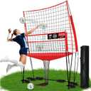 8 x 11 FT Volleyball Training Net System, Height Adjustable Practice Net for Solo Serving, Setting, Passing and Spiking, with Ball, Pump, Carry Bag and 2-Piece Trainer
