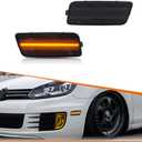 ADIIL Smoked Lens Amber Full LED Side Marker Lights Front Bumper Sidemarker Lamps Reflectors Compatible with 2010-2014 Volkswagen MK6 GTI