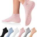 DIBAOLONG Pilates Socks with Grips for Women Yoga Socks Non Slip for Hospital, Pergnancy, Barre, Ballet, Dance, Workout 6 Pairs