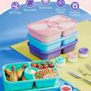 Canfanni 4 Pcs Bento Snack Box Containers, 4 Compartment Divided Stackable Food Storage Containers with Lids, Meal Prep Lunch Container with Sauce Cups