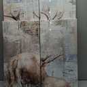Sechars Rustic Farmhouse Canvas Wall Art Vintage Deer Paintings Decor Elk Picture Prints Farm Country Decoration Size: 12"x24"x2pcs+12"x32"x2pcs