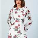 MakeMeChic Women's Cheetah Print Mini Dress Y2k Bell Sleeve Leopard Print Dress Going Out Outfits (M)