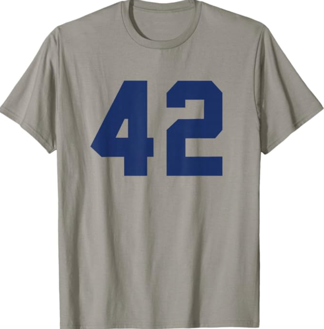 Number #42 Blue Varsity Number TShirt, 

Small Youth Size
