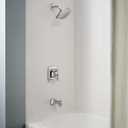Moen Conway Chrome Posi-Temp Shower Trim Set Featuring Square Showerhead, Lever Handle, and Tub Spout, Valve Included, 82922
