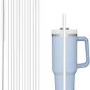 Beonsky Replacement Straw Compatible with Stanley 40 oz 30 oz Cup Tumbler, 6 Pack Reusable Straw with Cleaning Brush, Plastic, Clear