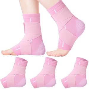Tarpop 1 Pair Ankle Brace for Kids Compression Ankle Sleeves Adjustable Foot Support Brace Elastic Guard for Children Boys Girls Sports Running Jogging Dance Fitness Gymnastics(Light Pink, Small)